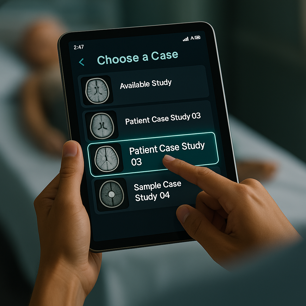 Estudiantes de neurocirugía usando RA